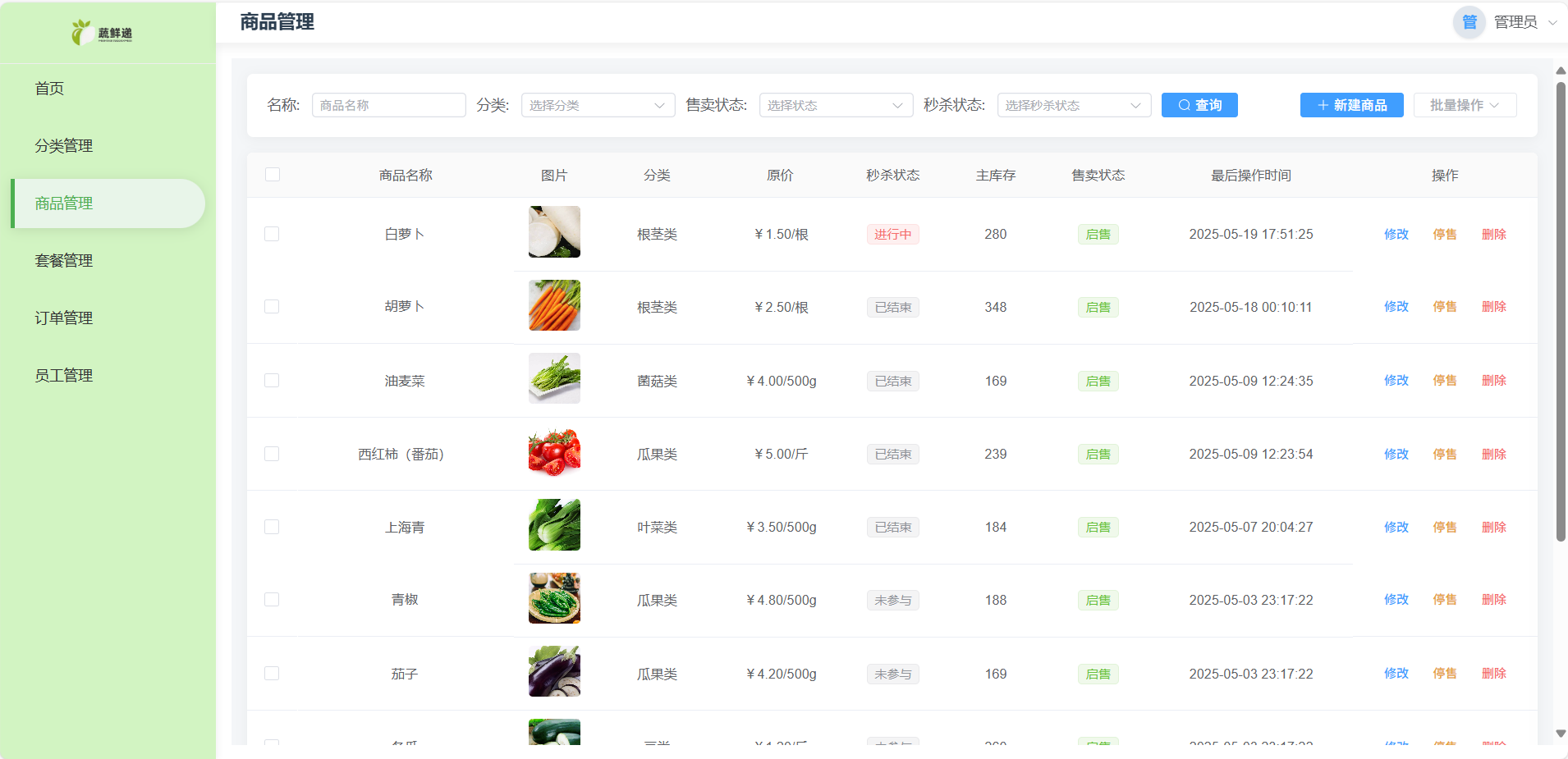 管理端商品管理